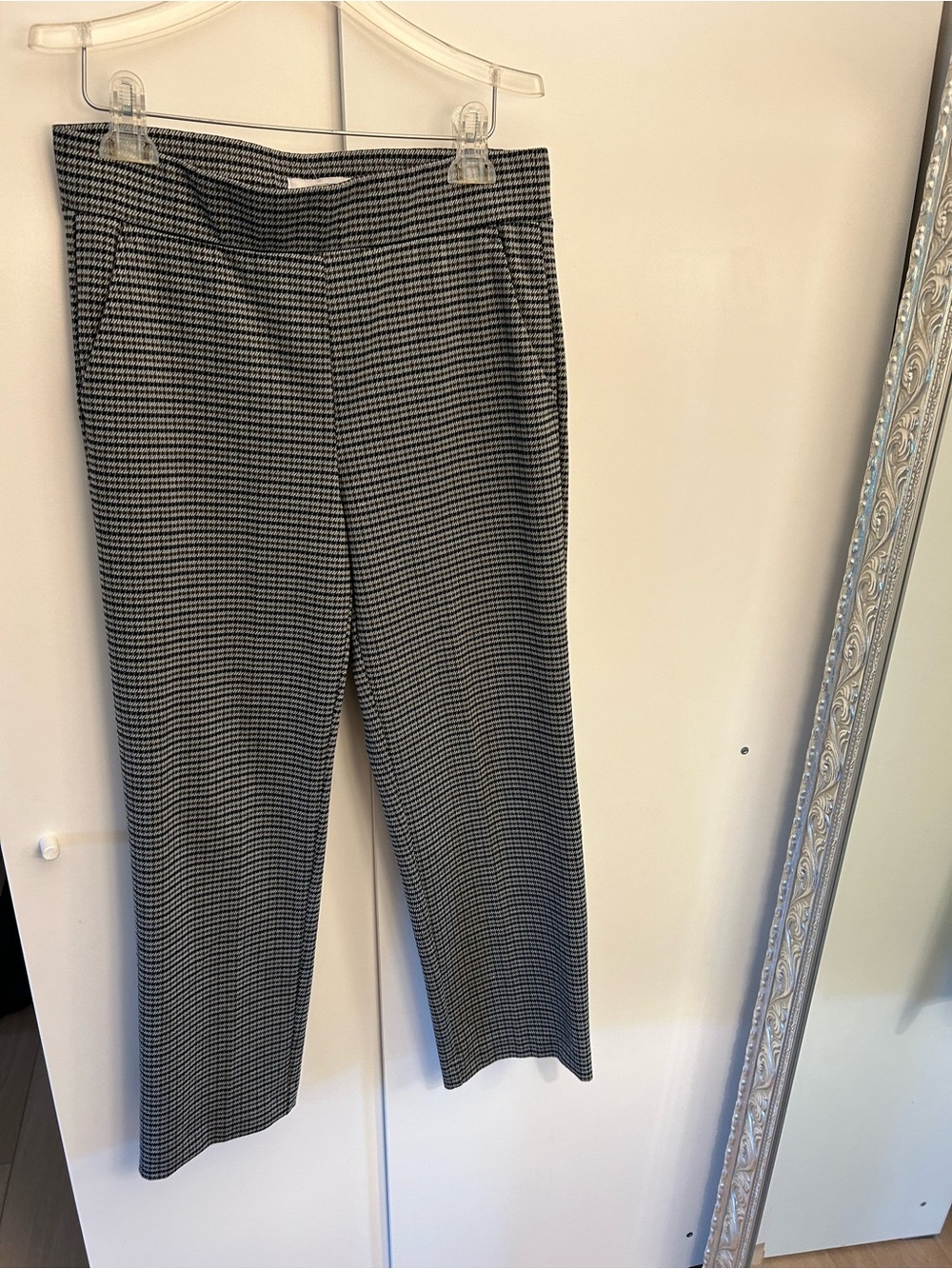 LOFT Black Grey & White Houndstooth Straight-Leg Pants